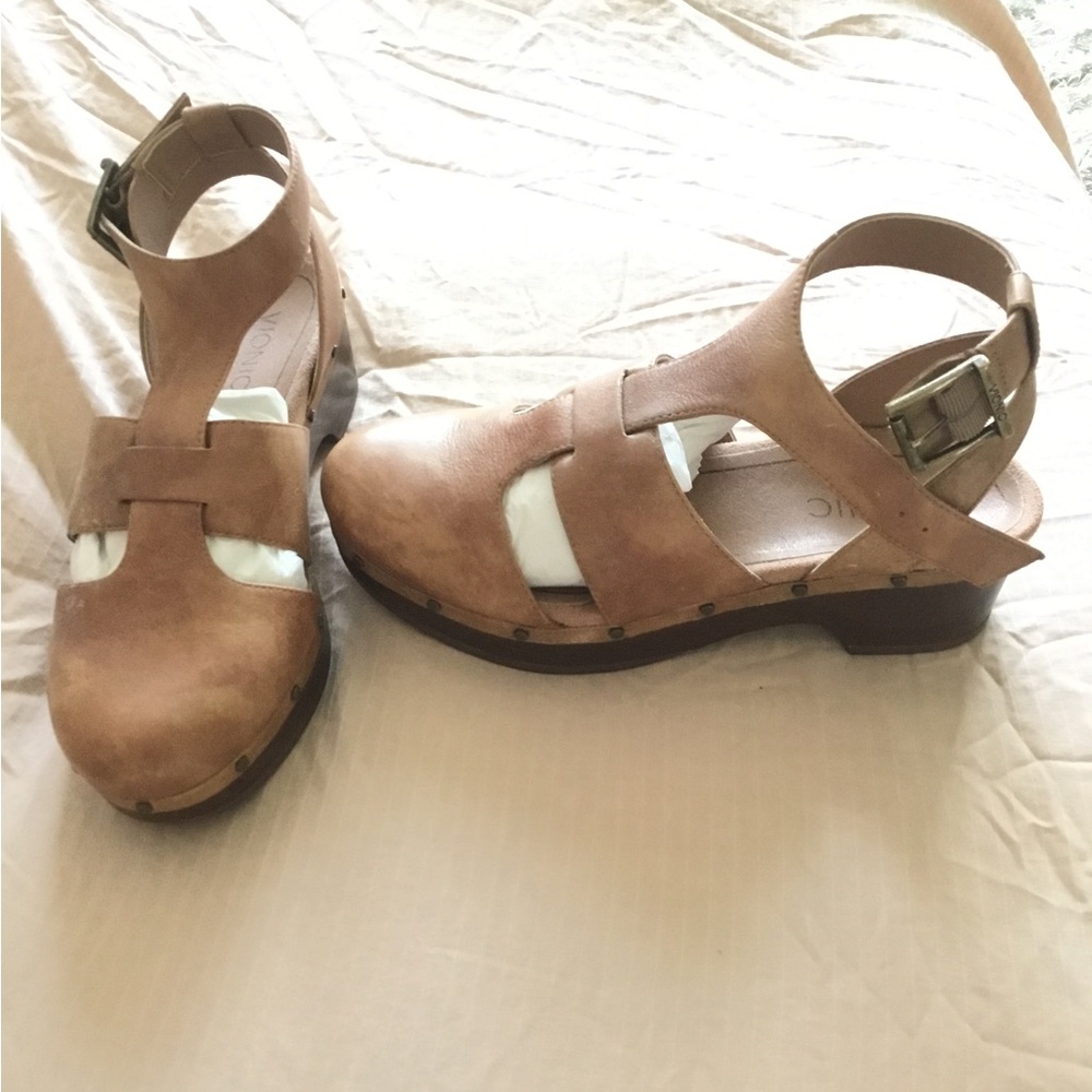 Vionic Faye Ankle Strap Clog Toffee Tan Leather NWOT - Picture 7 of 9